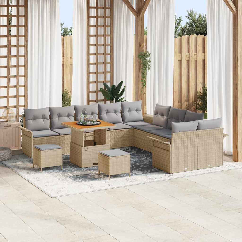 Tuin Sofa Set 13 st 12-Aantal zitplaatsen Beige en Licht Grijs