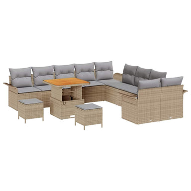 Tuin Sofa Set 13 st 12-Aantal zitplaatsen Beige en Licht Grijs