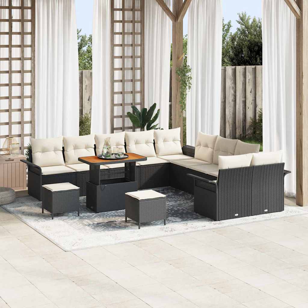 Tuin Sofa Set 13 st 12-Aantal zitplaatsen Zwart en Crème