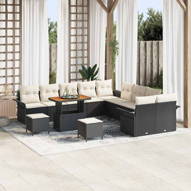 Tuin Sofa Set 13 st 12-Aantal zitplaatsen Zwart en Crème