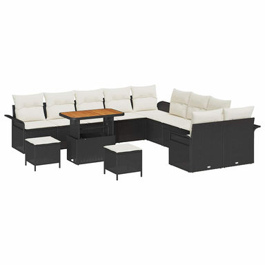 Tuin Sofa Set 13 st 12-Aantal zitplaatsen Zwart en Crème