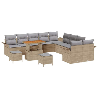 Tuin Sofa Set 13 st 12-Aantal zitplaatsen Beige en Licht Grijs