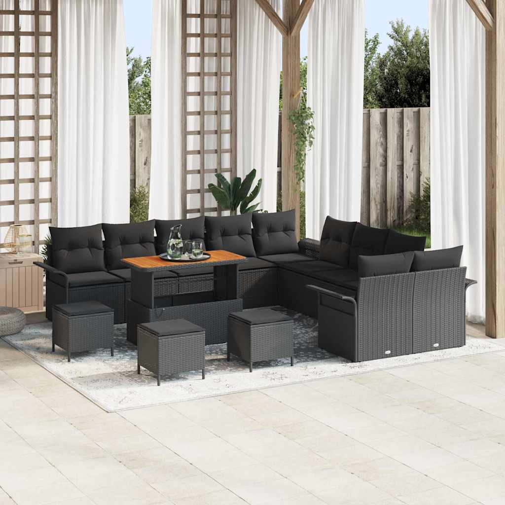 Tuin Sofa Set 14 st 13-Aantal zitplaatsen Zwart