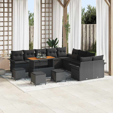 Tuin Sofa Set 14 st 13-Aantal zitplaatsen Zwart