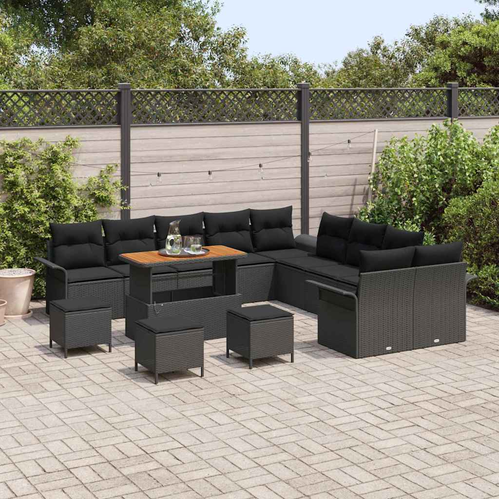 Tuin Sofa Set 14 st 13-Aantal zitplaatsen Zwart