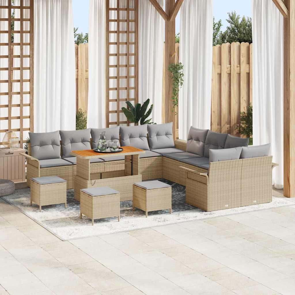 Tuin Sofa Set 14 st 13-Aantal zitplaatsen Beige en Licht Grijs