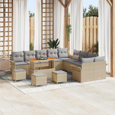 Tuin Sofa Set 14 st 13-Aantal zitplaatsen Beige en Licht Grijs