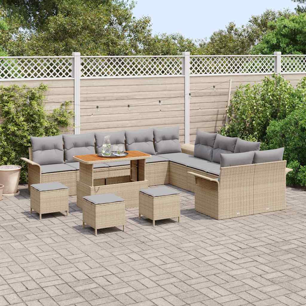 Tuin Sofa Set 14 st 13-Aantal zitplaatsen Beige en Licht Grijs