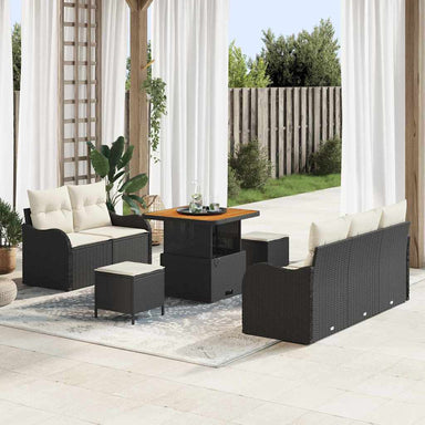 Tuin Sofa Set 8 st 7-Aantal zitplaatsen Zwart en Crème