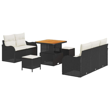 Tuin Sofa Set 8 st 7-Aantal zitplaatsen Zwart en Crème