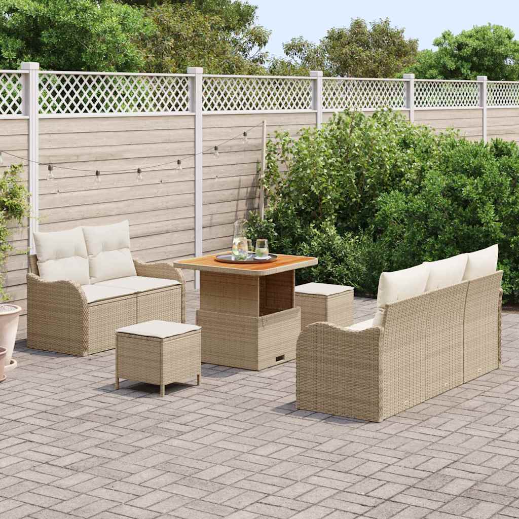 Tuin Sofa Set 8 st 7-Aantal zitplaatsen Beige en Crème