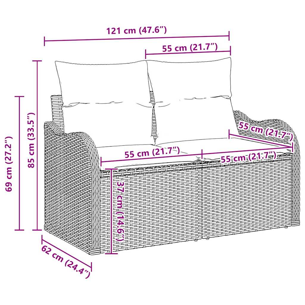 Tuin Sofa Set 8 st 7-Aantal zitplaatsen Beige en Crème