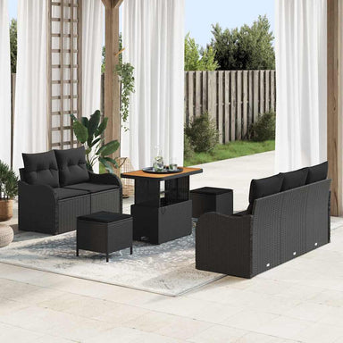 Tuin Sofa Set 8 st 7-Aantal zitplaatsen Zwart