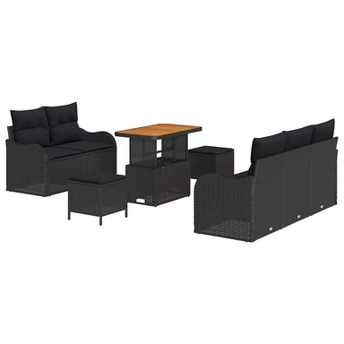 Tuin Sofa Set 8 st 7-Aantal zitplaatsen Zwart