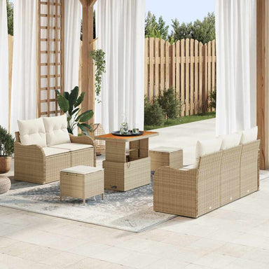 Tuin Sofa Set 8 st 7-Aantal zitplaatsen Beige en Crème