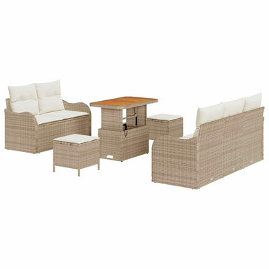 Tuin Sofa Set 8 st 7-Aantal zitplaatsen Beige en Crème