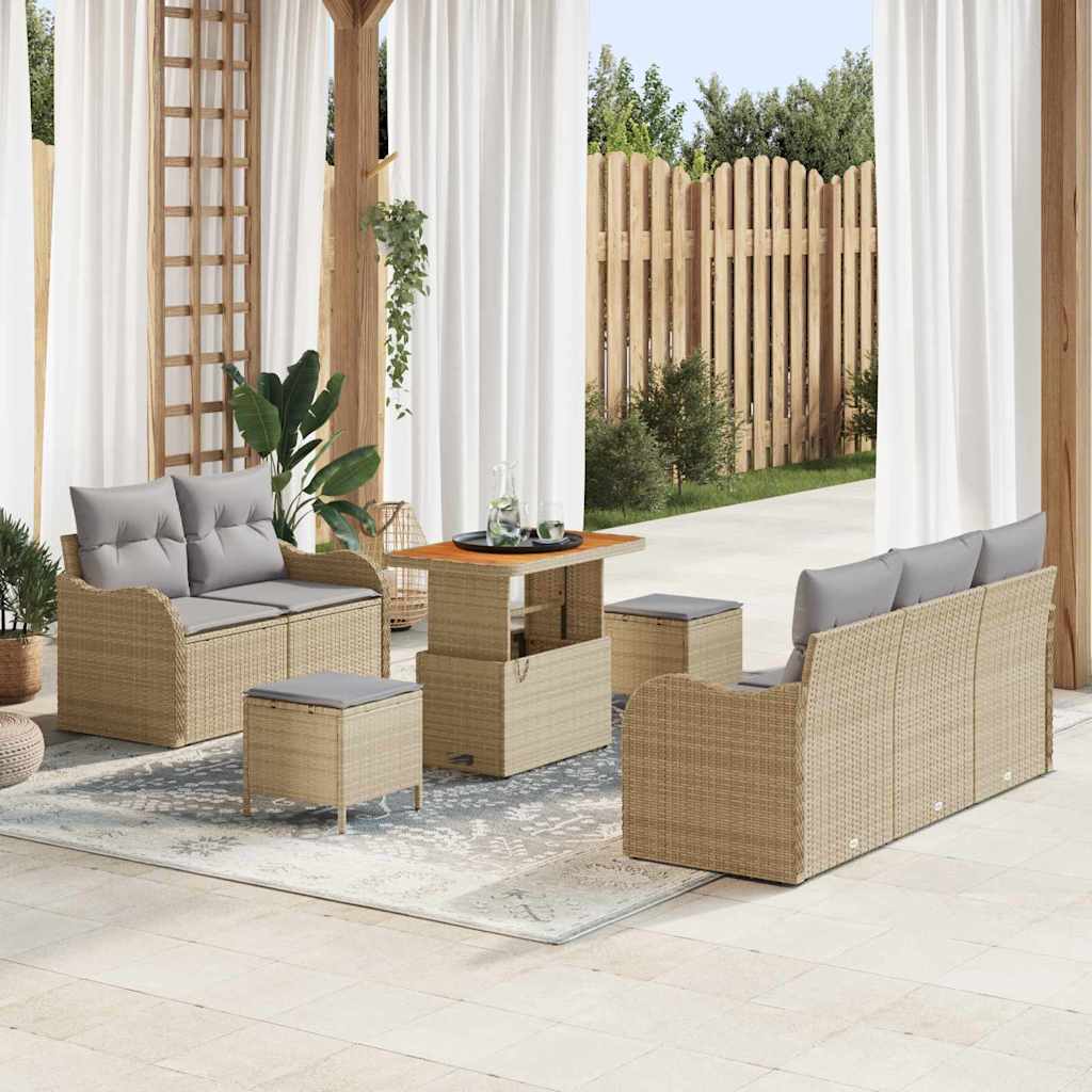 Tuin Sofa Set 8 st 7-Aantal zitplaatsen Beige en Licht Grijs