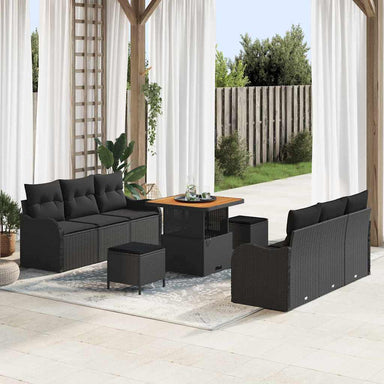 Tuin Sofa Set 9 st 8-Aantal zitplaatsen Zwart
