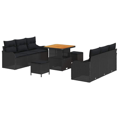 Tuin Sofa Set 9 st 8-Aantal zitplaatsen Zwart