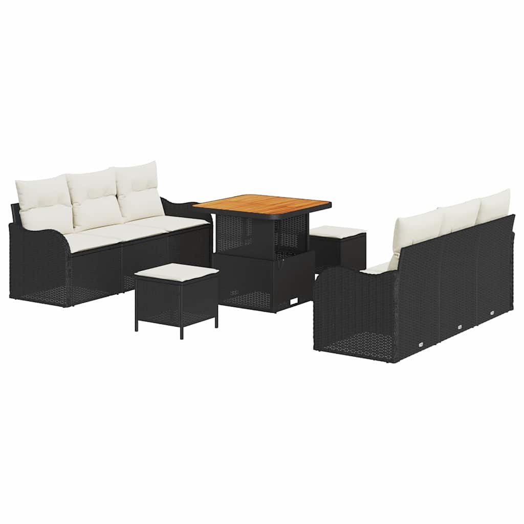 Tuin Sofa Set 9 st 8-Aantal zitplaatsen Zwart en Crème