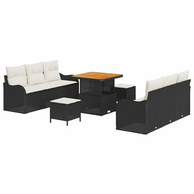 Tuin Sofa Set 9 st 8-Aantal zitplaatsen Zwart en Crème