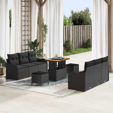 Tuin Sofa Set 9 st 8-Aantal zitplaatsen Zwart