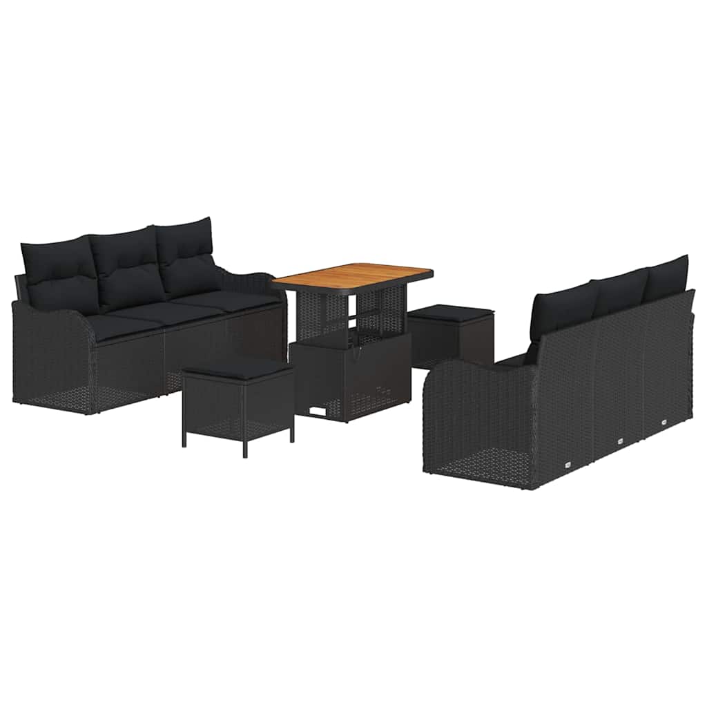Tuin Sofa Set 9 st 8-Aantal zitplaatsen Zwart