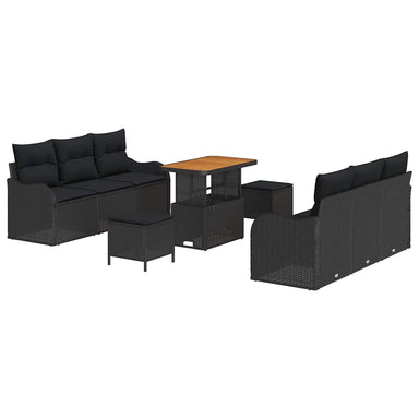 Tuin Sofa Set 9 st 8-Aantal zitplaatsen Zwart