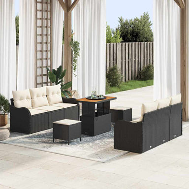 Tuin Sofa Set 9 st 8-Aantal zitplaatsen Zwart en Crème
