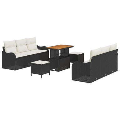Tuin Sofa Set 9 st 8-Aantal zitplaatsen Zwart en Crème
