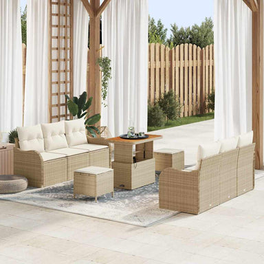 Tuin Sofa Set met kussen met opslag 9 pcs Beige en Crème