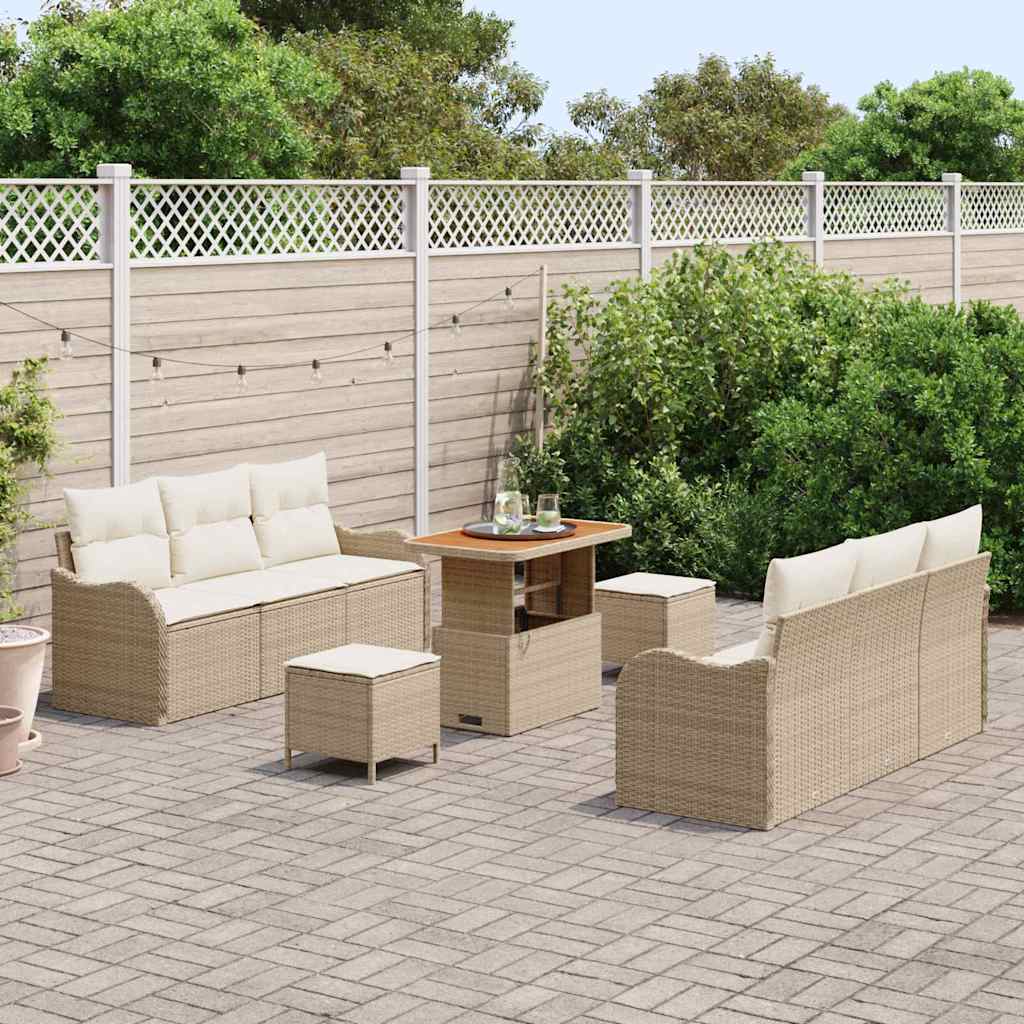Tuin Sofa Set met kussen met opslag 9 pcs Beige en Crème