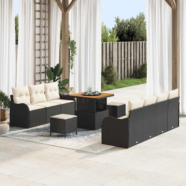 Tuin Sofa Set 10 st 9-Aantal zitplaatsen Zwart en Crème
