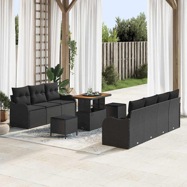 Tuin Sofa Set 10 st 9-Aantal zitplaatsen Zwart