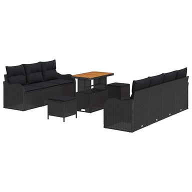 Tuin Sofa Set 10 st 9-Aantal zitplaatsen Zwart