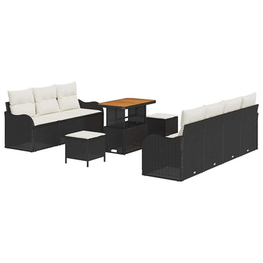 Tuin Sofa Set 10 st 9-Aantal zitplaatsen Zwart en Crème