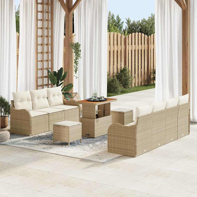 Tuin Sofa Set 10 st 9-Aantal zitplaatsen Beige en Crème