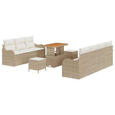 Tuin Sofa Set 10 st 9-Aantal zitplaatsen Beige en Crème