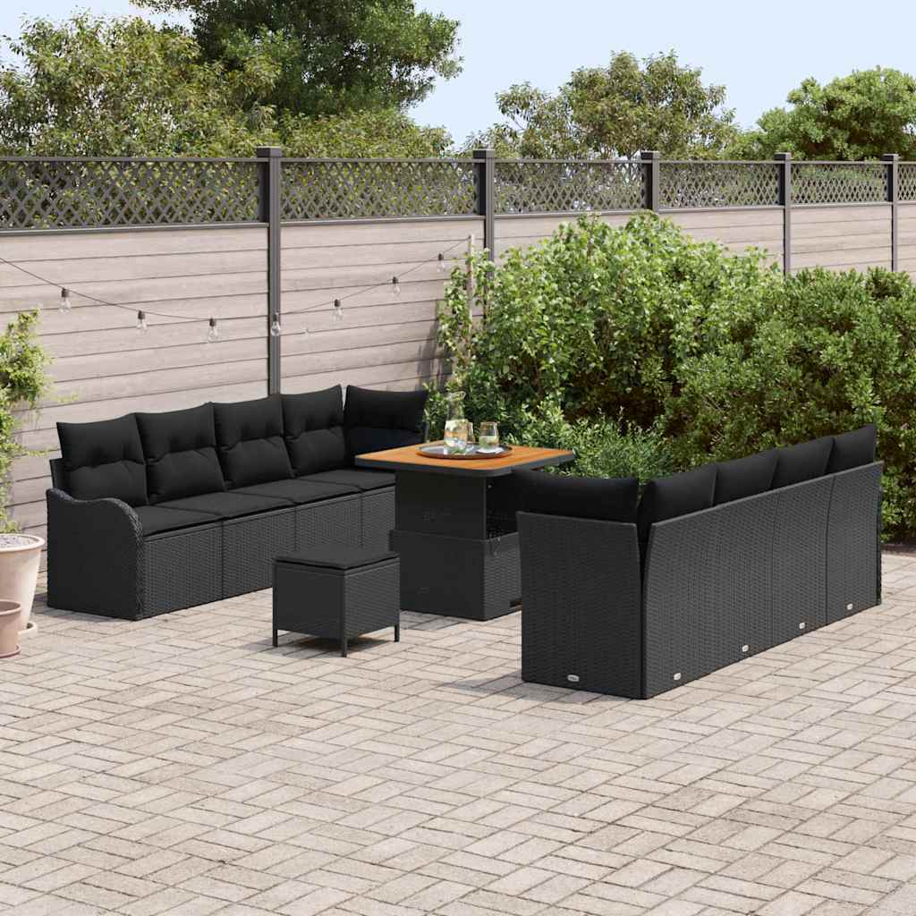 Tuin Sofa Set 11 st 10-Aantal zitplaatsen Zwart