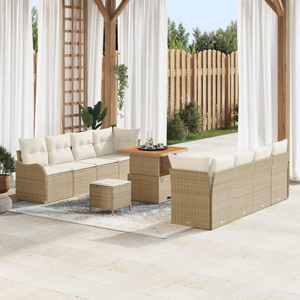 Tuin Sofa Set 11 st 10-Aantal zitplaatsen Beige en Crème