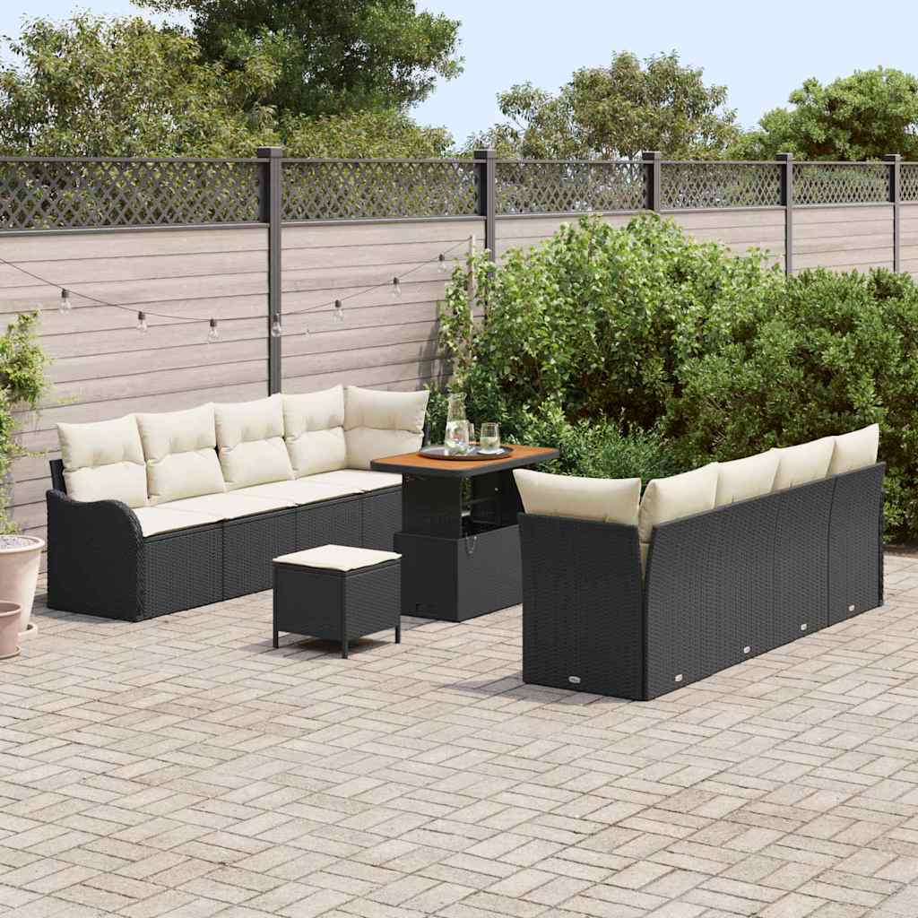 Tuin Sofa Set 11 st 10-Aantal zitplaatsen Zwart en Crème