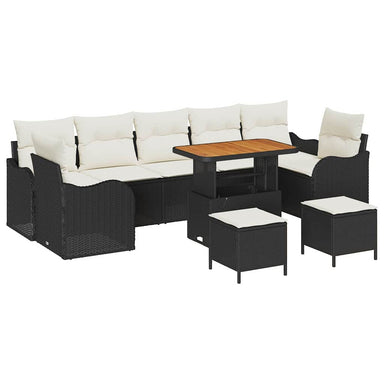 Tuin Sofa Set 10 st 9-Aantal zitplaatsen Zwart en Crème