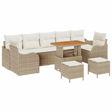 Tuin Sofa Set 10 st 9-Aantal zitplaatsen Beige en Crème