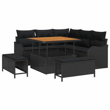 Tuin Sofa Set 8 st 7-Aantal zitplaatsen Zwart
