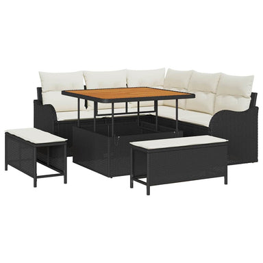 Tuin Sofa Set 8 st 7-Aantal zitplaatsen Zwart en Crème