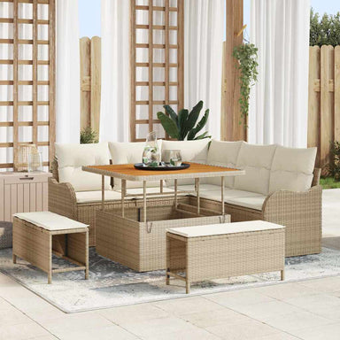 Tuin Sofa Set met kussen met opslag 8 pcs Beige en Crème