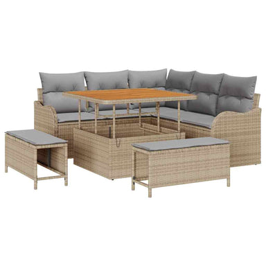 Tuin Sofa Set 8 st 7-Aantal zitplaatsen Beige en Licht Grijs