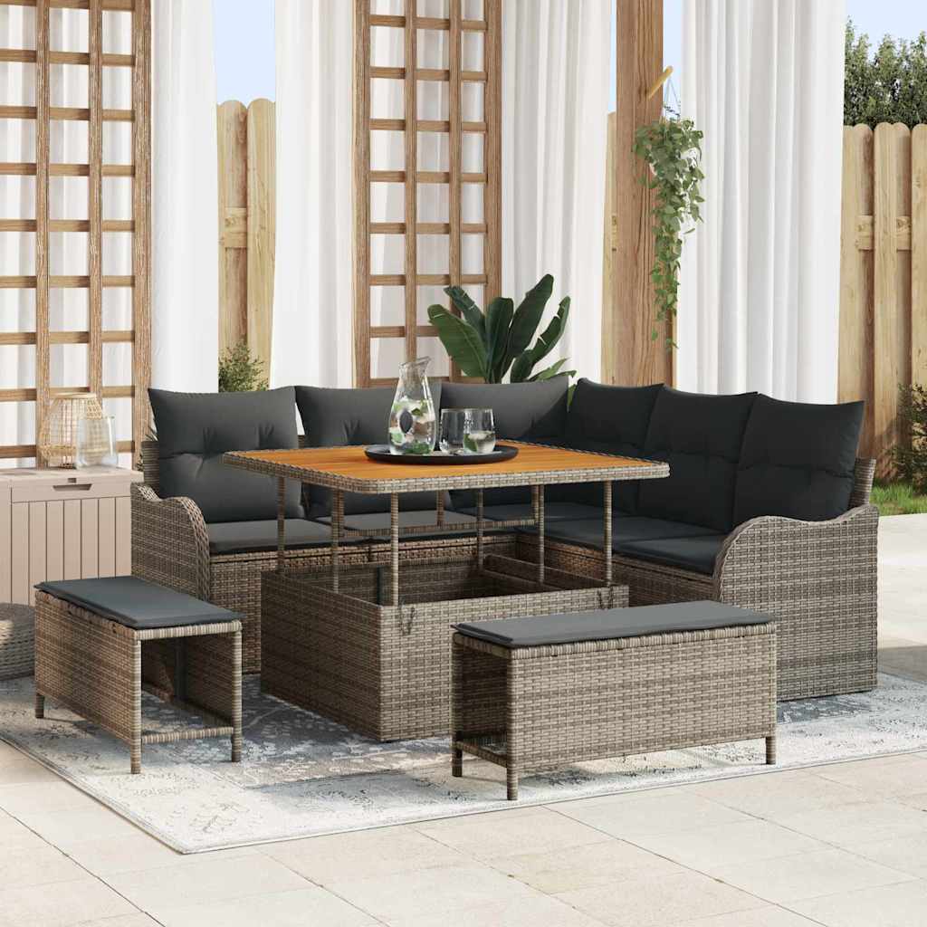 Tuin Sofa Set 8 st 7-Aantal zitplaatsen Grijs