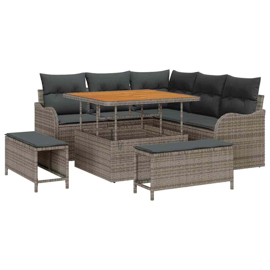Tuin Sofa Set 8 st 7-Aantal zitplaatsen Grijs