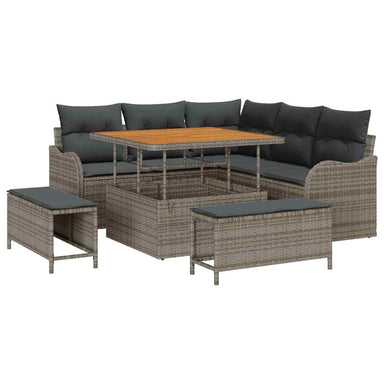 Tuin Sofa Set 8 st 7-Aantal zitplaatsen Grijs